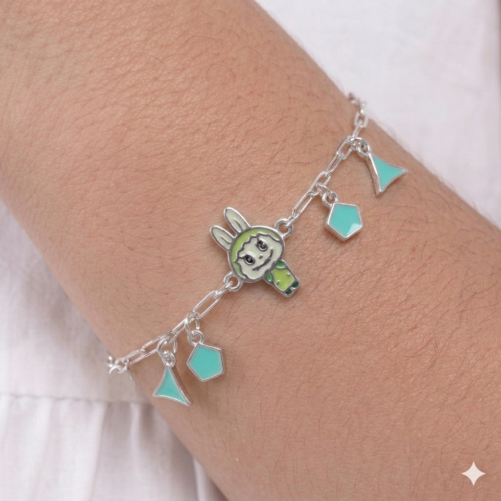 Mint Labubu Silver Bracelet