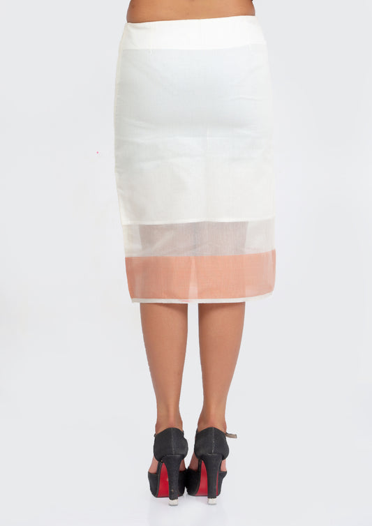 Cotton Knee length Straight cut Skirt with Golden Edge