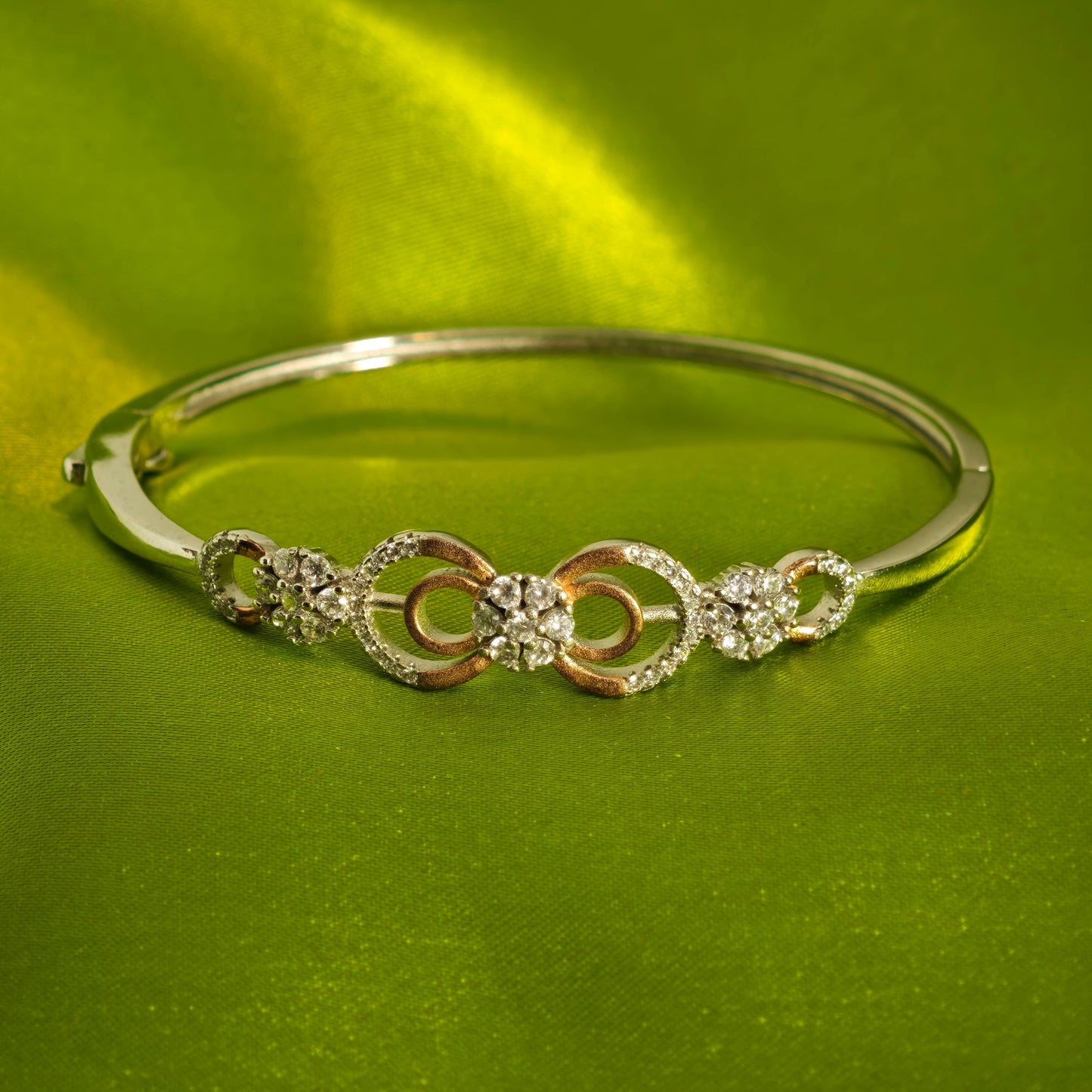 Rose Gold Concentric Infinity Silver Kada