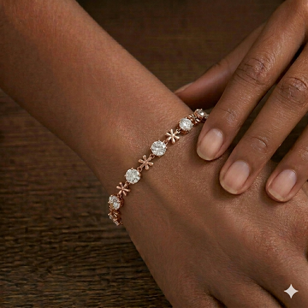 Rosegold Plated Silver Floral Bracelet