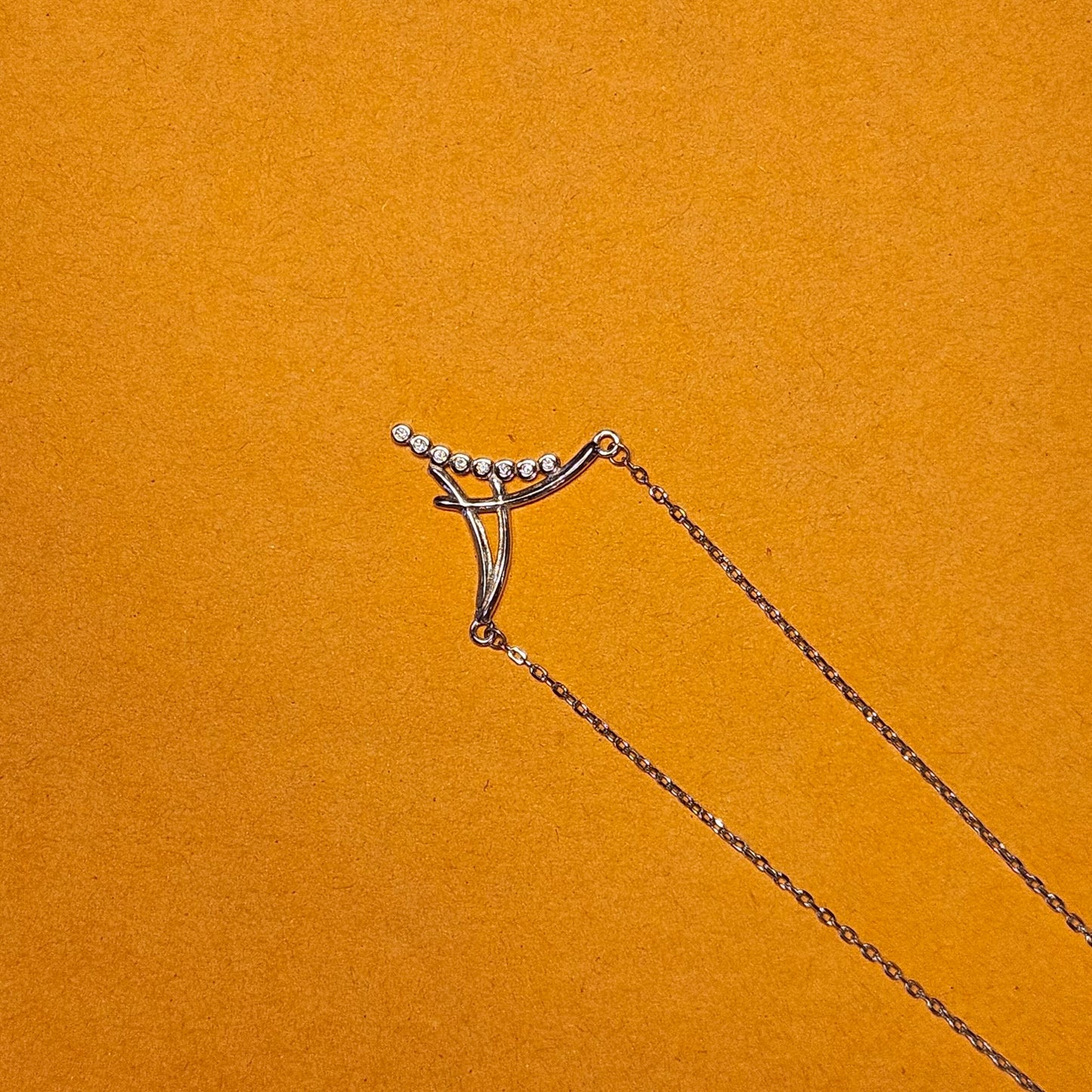 Twin grass blades outline pendant with chain