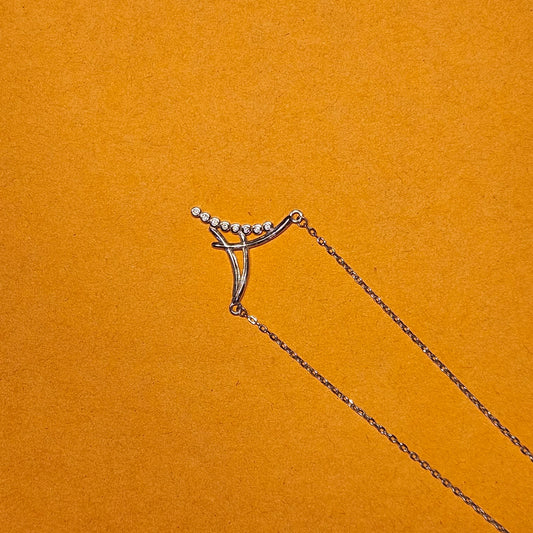 Twin grass blades outline pendant with chain