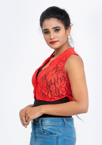 Red Lace short Vest