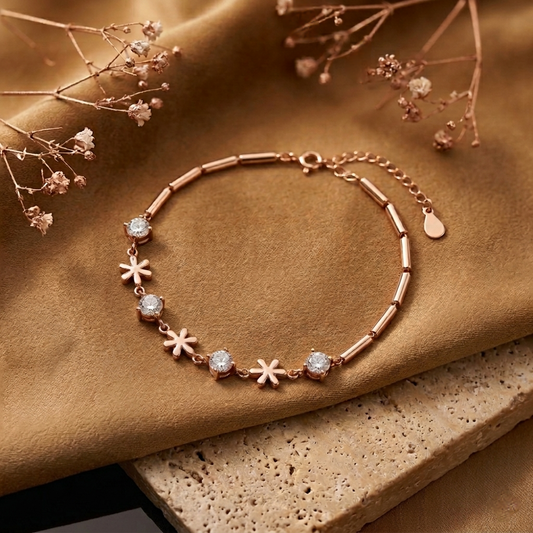 Rosegold Plated Silver Floral Bracelet