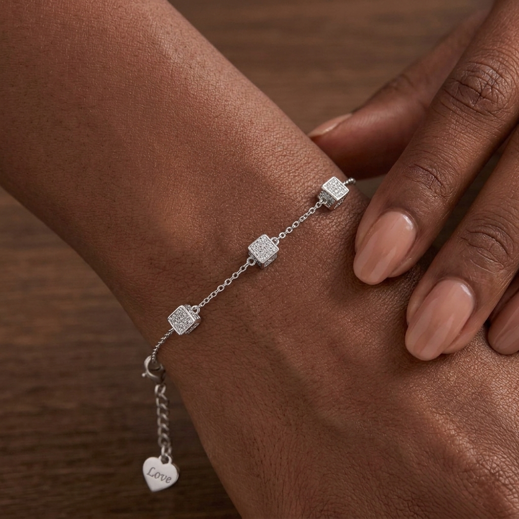 Silver Cube Motifs Bracelet