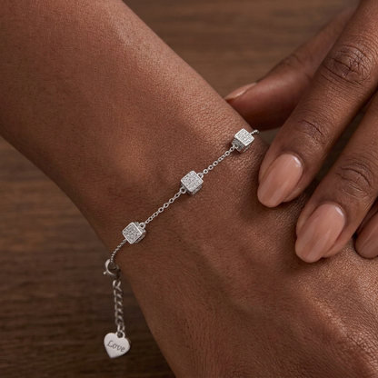 Silver Cube Motifs Bracelet