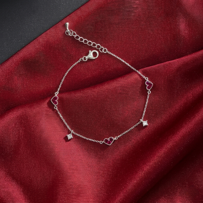 Ruby Heart Charm Bracelet