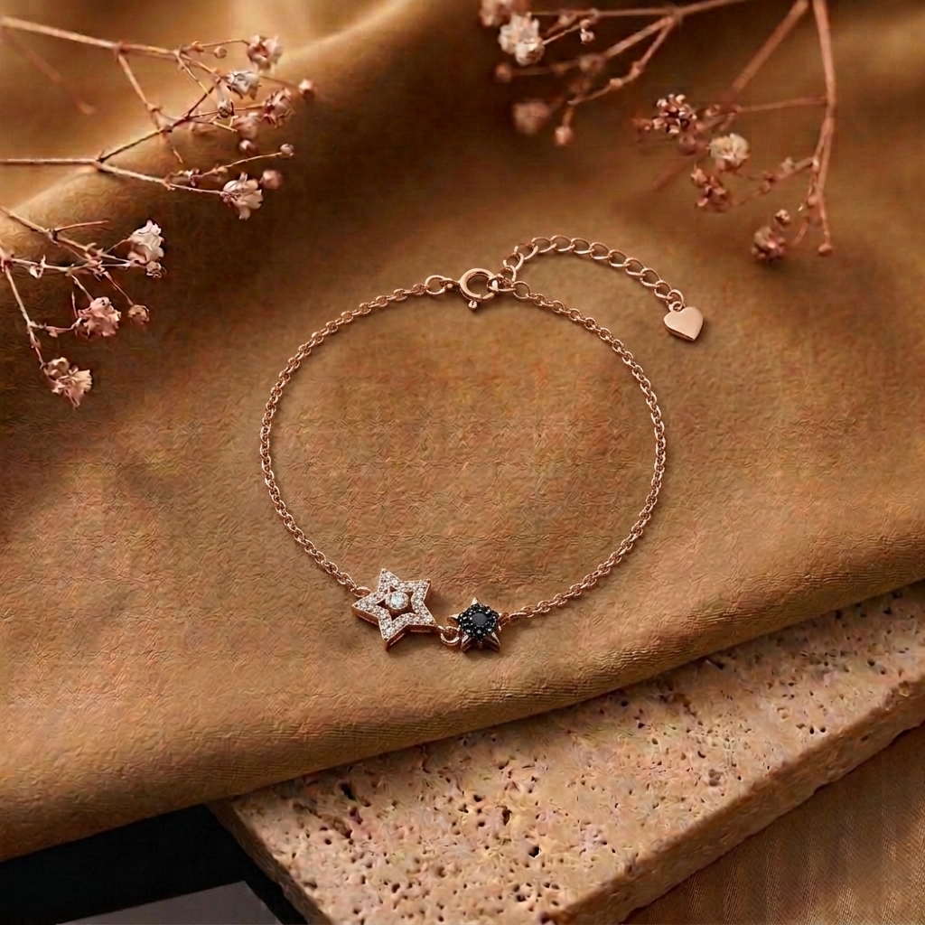Rose Gold Twin Star Silver Bracelet