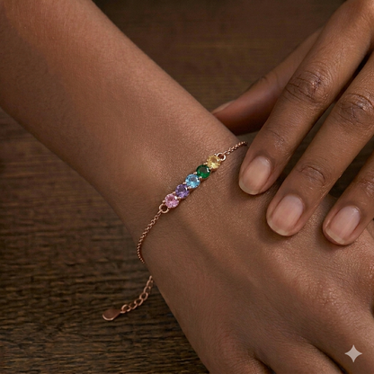 Rainbow Stones Rosegold Silver Bracelet