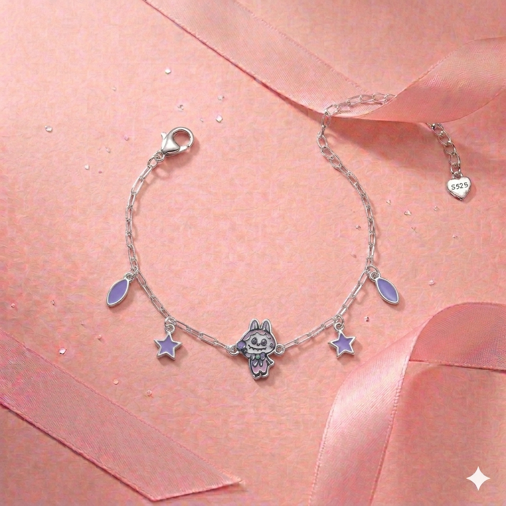 Lavender Labubu Charm Bracelet