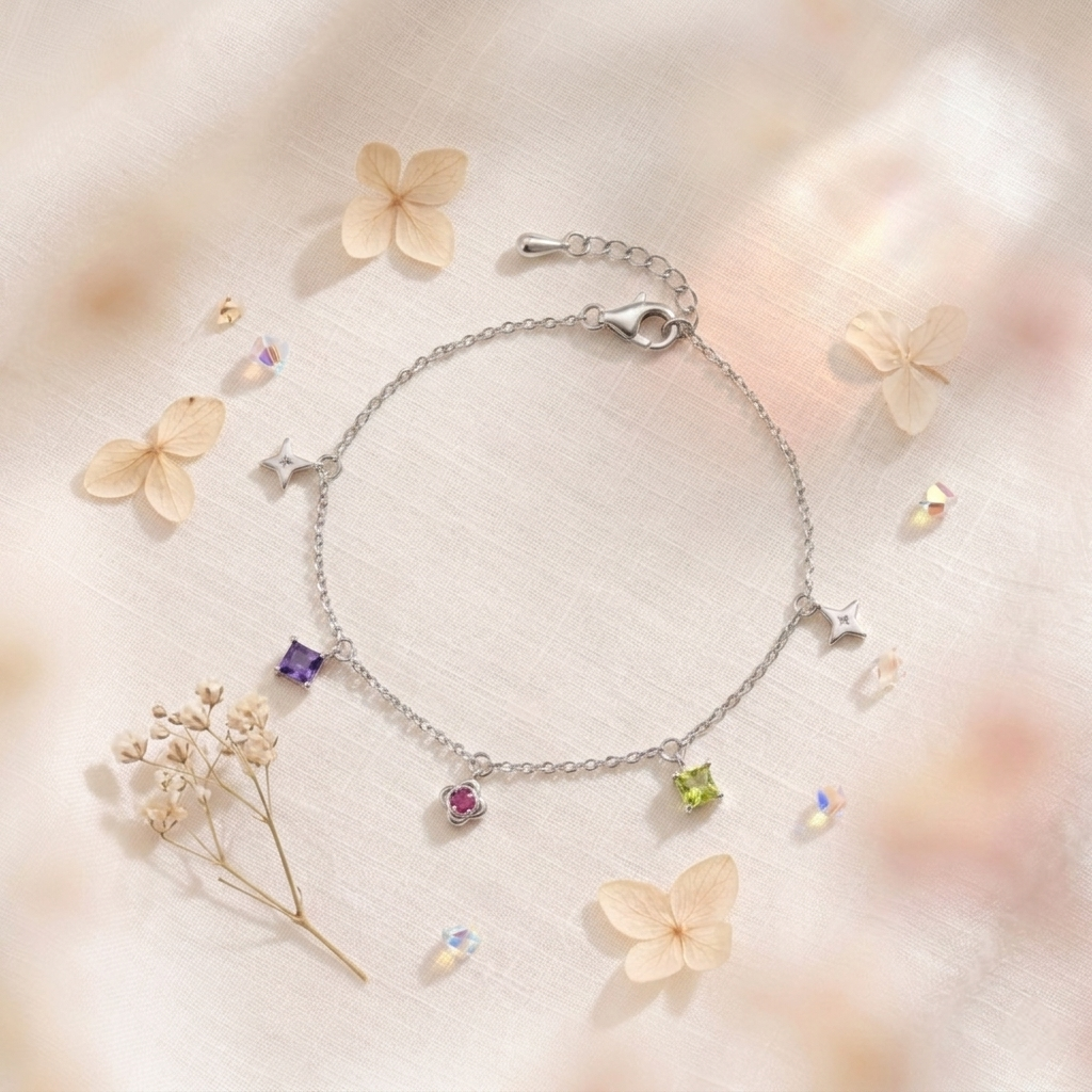 Multicolor  Crystal Charms Bracelet