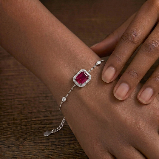 Ruby Radiance Silver Bracelet
