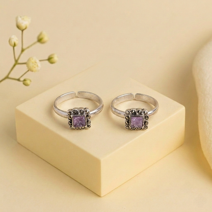 Pink Stone Silver Toerings
