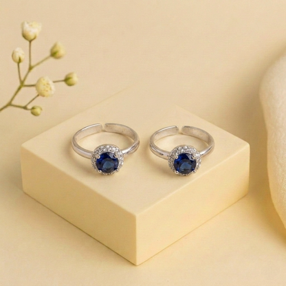 Blue Halo Stone Silver Toe Ring