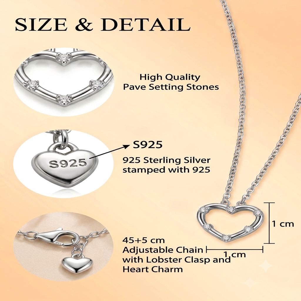 Heart CZ Silver Pendant with Chain