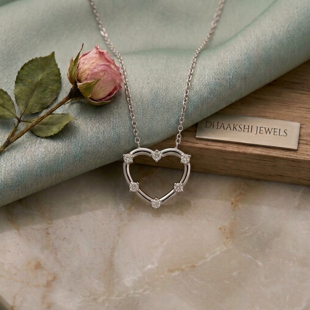 Heart CZ Silver Pendant with Chain