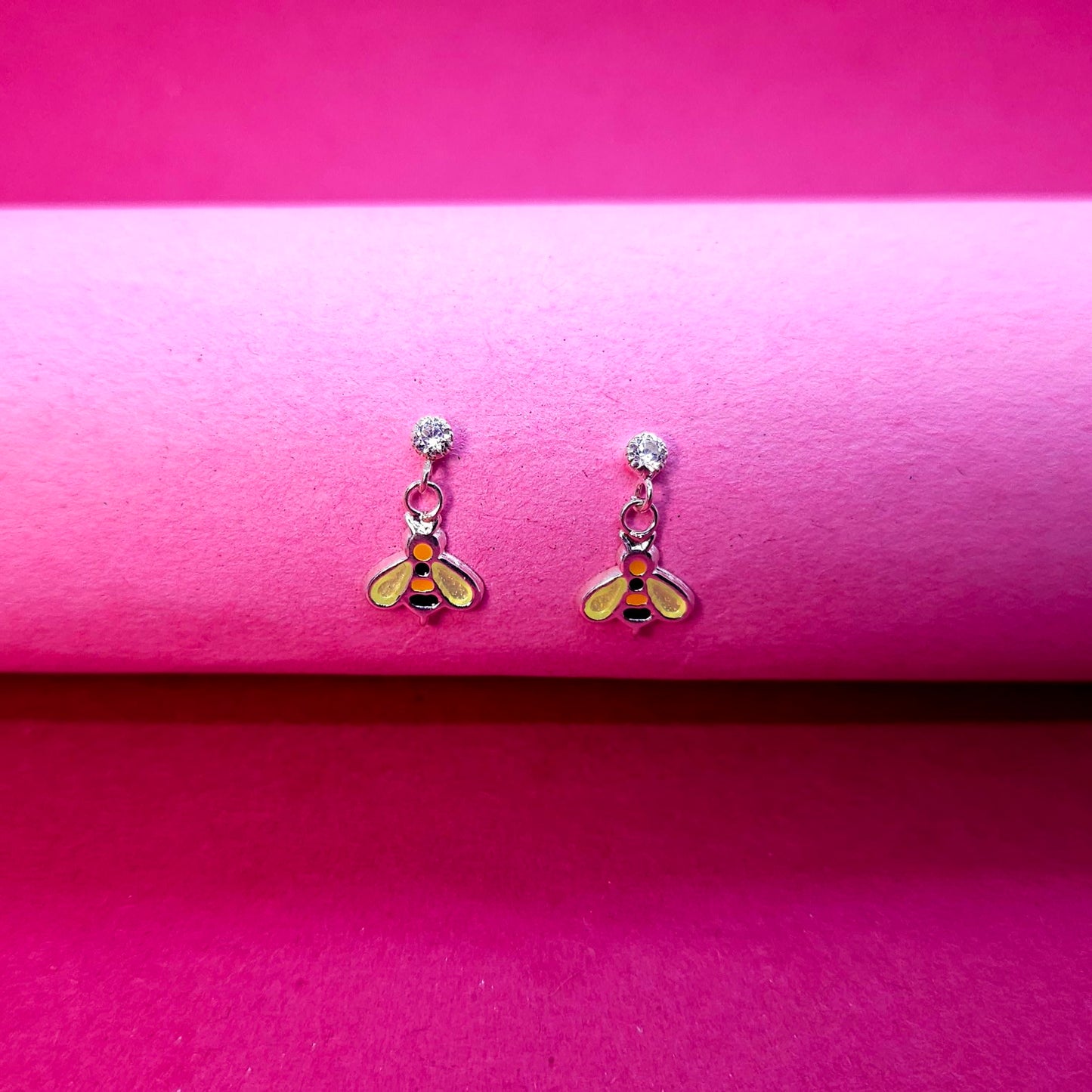 Honey Bee enamel Silver kids Earrings