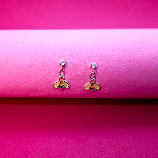 Honey Bee enamel Silver kids Earrings