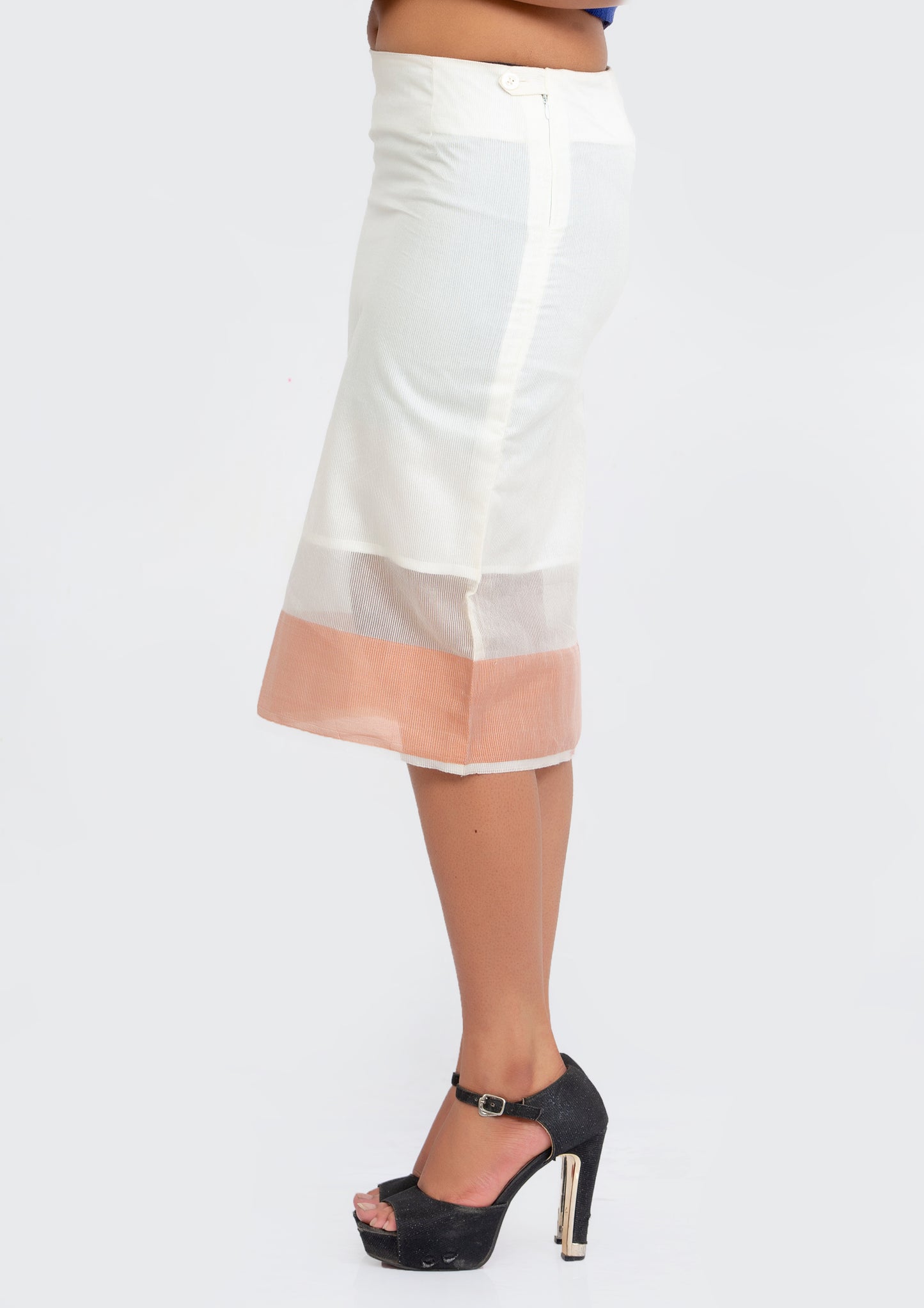 Cotton Knee length Straight cut Skirt with Golden Edge