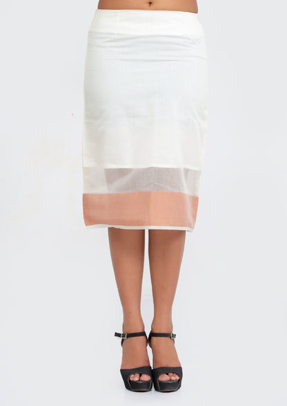 Cotton Knee length Straight cut Skirt with Golden Edge