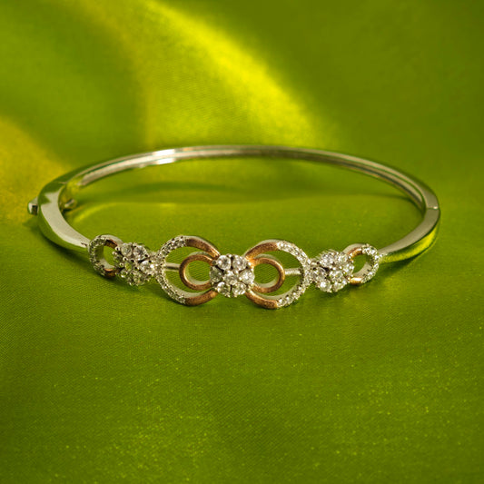 Rose Gold Concentric Infinity Silver Kada