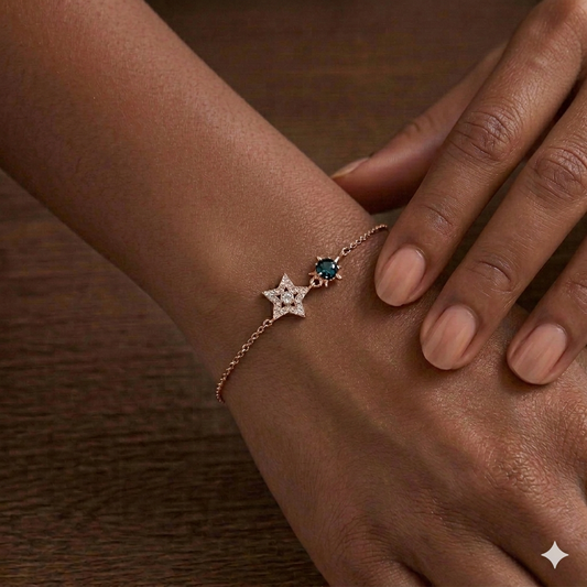 Rose Gold Twin Star Silver Bracelet