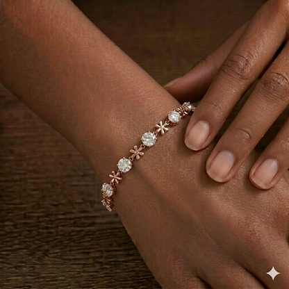 Rosegold Plated Silver Floral Bracelet