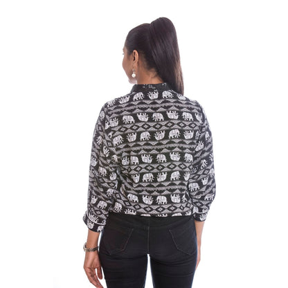 Black Elephant Print Shirt