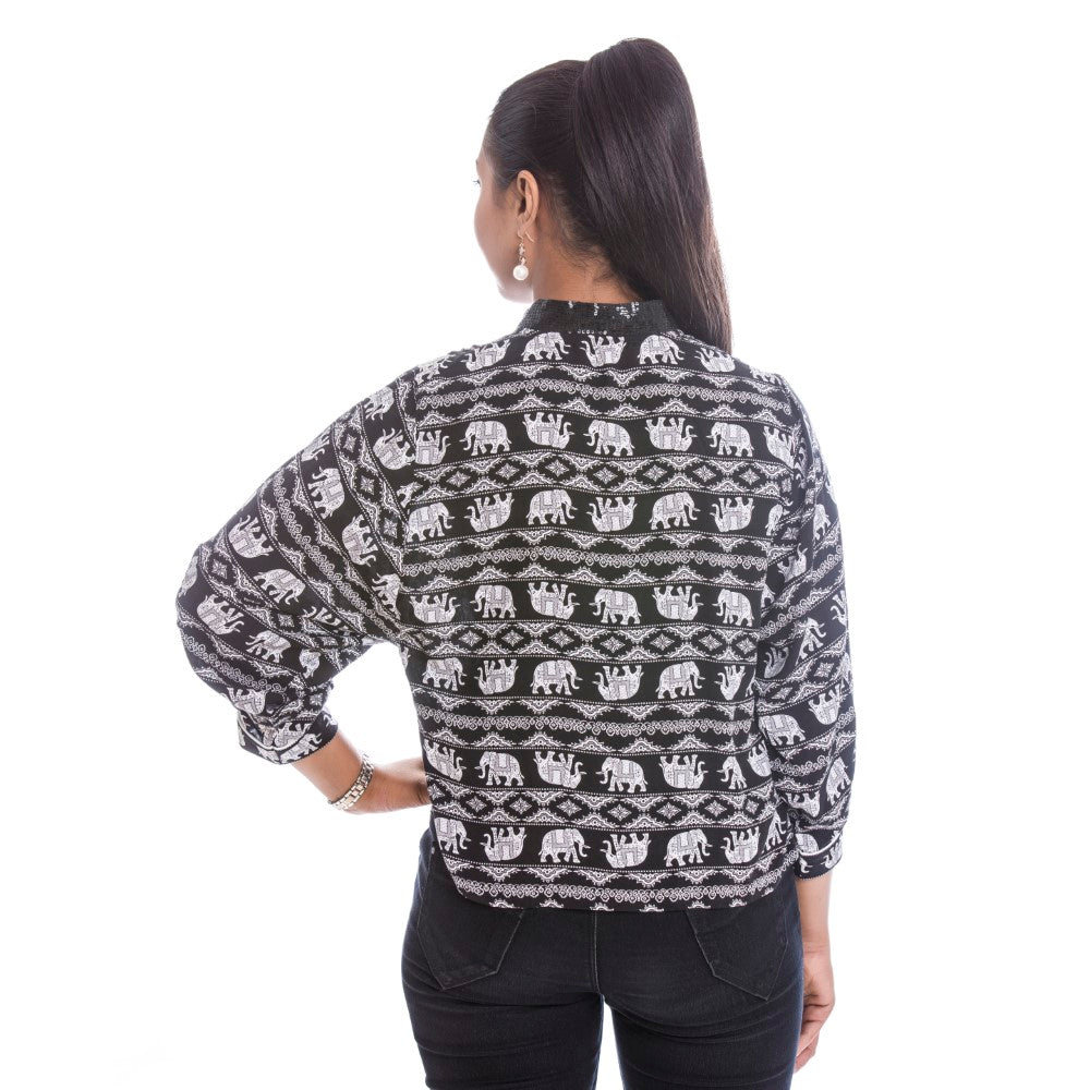 Black Elephant Print Shirt