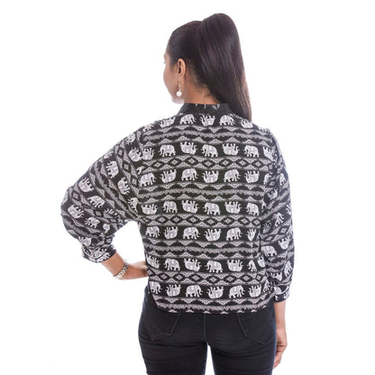 Black Elephant Print Shirt