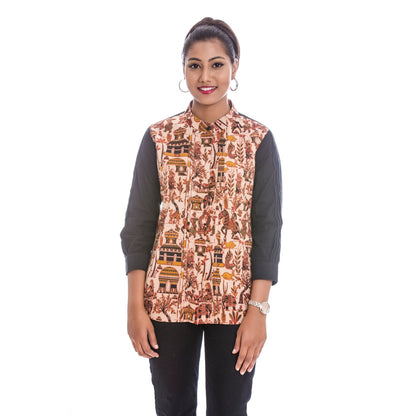 Kalamkari Printed Pleated Shirt