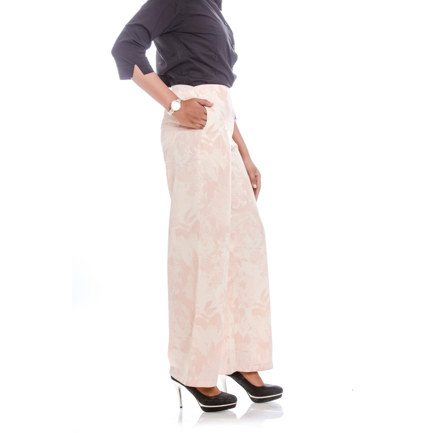 Off white rose printed parallel trouser
